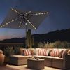 Sekey Aluminum Solar-Sonnenschirm mit LED-Beleuchtung 210x140 cm, UV50+ Rechteckiger Balkon-Garten-Schirm, Solarlampe & Kurbelsystem Bild 2