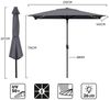 Sekey Aluminum Solar-Sonnenschirm mit LED-Beleuchtung 210x140 cm, UV50+ Rechteckiger Balkon-Garten-Schirm, Solarlampe & Kurbelsystem Bild 3