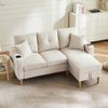 Merax L-förmiges modernes Sofa, 3-Sitzer-Sofa mit Chaiselongue, Stauraum, integriertem Getränkehalter, wird mit 2 Kissen geliefert, Beige Bild 5