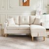 Merax L-förmiges modernes Sofa, 3-Sitzer-Sofa mit Chaiselongue, Stauraum, integriertem Getränkehalter, wird mit 2 Kissen geliefert, Beige Bild 3