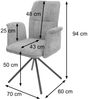2er-Set Esszimmerstuhl HWC-N99, drehbar Armlehne Auto-Return, Stoff/Textil Chenille (340g/m²) Öko-Tex ~ dunkelgrau Bild 3