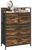 HOMCOM Kommode mit 4 Faltbaren Schubladen aus Stoff, Regal und Griff (Aufbewahrungsschrank, 1 St, Sideboard), für Wohnzimmer, Braun Bild 4