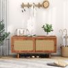 Sideboard 104x40x48 cm, Rattan-Türen, verstellbare Einlegeböden, Walnuss Bild 4