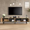Moderner TV-Schrank mit Holzmaserung, variable LED-Leuchten, 175 (L) x 31 (W) x 41 (H) cm Bild 2