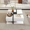 Quadratischer Couchtisch Hochglanz Weiß Schwarz mit 4 Schubladen Wohnzimmer Tisch Ablage Modern Design Bild 4