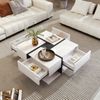 Quadratischer Couchtisch Hochglanz Weiß Schwarz mit 4 Schubladen Wohnzimmer Tisch Ablage Modern Design Bild 5