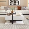 Quadratischer Couchtisch Hochglanz Weiß Schwarz mit 4 Schubladen Wohnzimmer Tisch Ablage Modern Design Bild 2