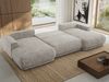 XXL Wohnlandschaft RINA U-Form 360 cm breit, Sofa mit Schlaffunktion & DL-Mechanismus, Wellenfederung, modern freistehend - Hellgrau Schenille grob gewebt Bild 4