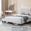 Home Collective Polsterbett 140x200 160x200 & 180x200 cm mit Lattenrost und weichem Bezug (Bettgestell Doppelbett mit gepolstertem Kopfteil, robustes Gestell, hoher Liegekomfort), Kassettensteppung, 160x200 cm, Beige Bild 2