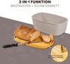 Brotkasten oval mit Bambus-Deckel, Brotbox mit Schneidebrett, Brottopf, hellgrau Bild 3