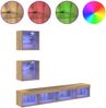 5-tlg. TV Wand Einheiten,Wohnwand Wohnzimmer mit LED Artisan-Eiche Holzwerkstoff Bild 4