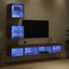 5-tlg. TV Wand Einheiten,Wohnwand Wohnzimmer mit LED Artisan-Eiche Holzwerkstoff Bild 5