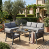 Merax Gartenmöbel-Set 5-tlg, Gartenlounge-Set mit 3-Sitzer-Sofa, 2-Sitzer-Sofa, 2 Sessel und 1 Couchtische, Terassenmöbelset 7 Sitzer, grau Bild 3