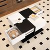 Merax Couchtisch Schwarz Weiß mit 2 Schubladen, Quadratischer Wohnzimmertisch mit Stauraum, Hochglanz Kaffeetisch mit Sanftem Schubladenschienen Bild 5