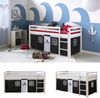 Hochbett Kinderbett Leiter Kiefer Vorhang schwarz 90x200 Jugendbett Bild 3
