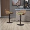 Flieks Rattan-Barhocker 2er Set mit grünes Kissen & Fußstütze, Outdoor Barhocker, verstellbar für Küche, Esszimmer & Außenbereich, Braun Bild 2