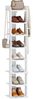 Schuhregal, Schmales Schuhablage mit 8 Ebenen, Holz-Schuh-Organizer mit Haken, Verstellbar, Platzsparend, Geeignet für Eingang, Flur, Wohnzimmer, Weiß Bild 2