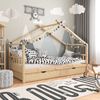 Hausbett Design Naturholz 90x200 cm mit 2 Schubladen Vitalispa Bild 4