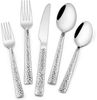 LuxusKollektion Salatbesteck Besteckset Edelstahl 30 teilig Messer Gabel Löffel gehämmertes Quadrat Bild 4