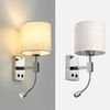 ZMH Led Wandlampe mit Schalter Wandleuchte innen - Leselampe Schlafzimmer Stoffschirm Schwenkbar Bettleuchte Leseleuchte Mit Flexleuchte Stoff Bettlampe Nachttischlampe für Bett Wohnzimmer Flur Hotel Bild 4