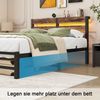Metallbettgestell 120x200 cm mit LED & USB, schwarz-braun, 200 kg, Stauraum (Ohne Matratze) Bild 5