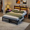 Metallbettgestell 120x200 cm mit LED & USB, schwarz-braun, 200 kg, Stauraum (Ohne Matratze) Bild 3