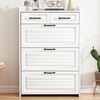 IDEASY Schuhschrank Weißes rotierendes Schuhregal aus Holz, 2 Schubladen, (3 umklappbare Schuhregale, bietet Platz) für 18–24 Paar Schuhe, Metallgriff Bild 5
