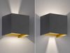 2er SET LED Updown Wandlampen Schwarz Gold für Innen & Außen, Quadrat 10cm Bild 4
