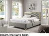 MEBLINI Polsterbett 140x200 mit Lattenrost ohne Matratze – ARONA GOLD – Grau Samt – Doppelbett mit Bettkasten - Stauraumbett - Kopfteil Bett mit Stauraum Bild 3