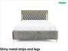 MEBLINI Polsterbett 140x200 mit Lattenrost ohne Matratze – ARONA GOLD – Grau Samt – Doppelbett mit Bettkasten - Stauraumbett - Kopfteil Bett mit Stauraum Bild 5