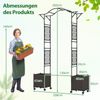 2 in 1 Rosenbogen mit Blumenkasten Gartenbogen aus Metall & PP Spalier Rankbogen Schwarz Bild 2