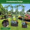 2 in 1 Rosenbogen mit Blumenkasten Gartenbogen aus Metall & PP Spalier Rankbogen Schwarz Bild 5