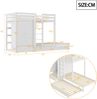 3in1 Etagenbett Weiß Mit Ausziehbett Kleiderschrank Schubladen Massivkiefer 120kg Tragkraft Platzsparend Kinderzimmer Gästezimmer Stauraum, 90x200cm Bild 3
