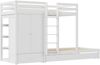 3in1 Etagenbett Weiß Mit Ausziehbett Kleiderschrank Schubladen Massivkiefer 120kg Tragkraft Platzsparend Kinderzimmer Gästezimmer Stauraum, 90x200cm Bild 5