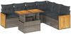 vidaXL 7-tlg. Garten-Sofagarnitur mit Kissen Grau Poly Rattan Akazie 3327721 Bild 2