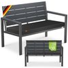 KESSER® Gartenbank mit Kissen – Sitzbank Wetterfest 2-Sitzer Parkbank in Holzoptik Balkonbank für Garten Terrasse Balkon bis 300 kg belastbar UV-beständig inkl. abnehmbarem & waschbarem Polsterbezug Anthrazit / Anthrazit Bild 4