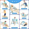 9 in 1 Montessori Klettergerüst Set mit Kletterbogen & Kletterseil & Leiter Holz Kletterdreieck Blau Bild 3