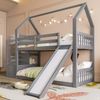 Kinderbett 90x200 cm Hausbett mit Rutsche und Stauraumtreppe,Kinderzimmer Hochbett,Grau Bild 2