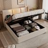 Polsterbett 140x200 cm mit Bettkasten, Leselicht und USB-Ladefunktion – Stoffbezug in Beige Bild 2