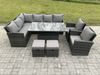 Fimous Outdoor Gartenmöbel Set aus Polyrattan mit 2 Kleiner Hocker 2 Sesseln Dunkelgrau gemischt Bild 2