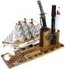 Yudu Schreibtischaufsatz Segelschiff mit Stifthalter Schreibtischorganizer Schreibtischständer Bild 3