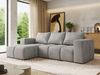 Ecksofa mit Schlaffunktion und Bettkasten, L-form Couch, lose Kissen, Polstersofa - MONIVA - Hellgrau Velours - linke Seite Bild 1