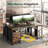 Patbrela Schreibtisch 120/140/160 x 60 x 75 cm Umkehrbarer PC Tisch, Bürotisch Moderner Stil, Schreibtisch mit 3 Schubladen und 3 Justierbaren Regalen Bild 2