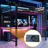 Merax Hochbett, 140x200cm, Kinderbett, Jugendbett, Gaming-Metall-Hochbettgestell mit LED-Beleuchtung, USB-Ladestation und Schreibtisch, Schwarz Bild 2
