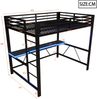 Merax Hochbett, 140x200cm, Kinderbett, Jugendbett, Gaming-Metall-Hochbettgestell mit LED-Beleuchtung, USB-Ladestation und Schreibtisch, Schwarz Bild 4