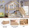 Merax Etagenbett, 90x200cm Kinderbett, Zwei Schubladen mit Rollen, Exquisite Fenster, Sicherheitsleiter mit Handläufen, Kiefer + MDF, Weiß+Natur Bild 5
