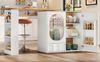 Sideboard 138x39x105 cm (erweiterbar 204x39x105 cm) mit 360° drehbarer Theke, MDF & Metalll, Weiß Bild 2