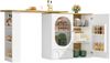 Sideboard 138x39x105 cm (erweiterbar 204x39x105 cm) mit 360° drehbarer Theke, MDF & Metalll, Weiß Bild 5