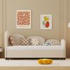 Kinderbett, Samt mit Schublade im Blumen-Design, 90x200 cm, Beige, ohne Matratze Bild 3