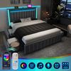 Polsterbett 160×200 cm mit USB, LED und 4 Schubladen, Grau, mit Matratze Bild 2